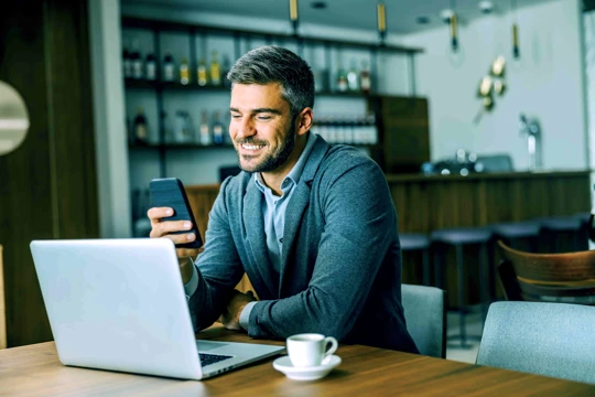 Zenus Bank Man In Cafe On Phone