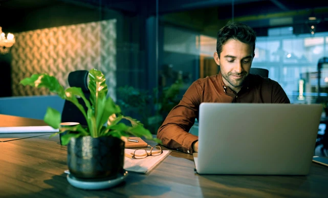 Zenus Bank Man Working With Laptop