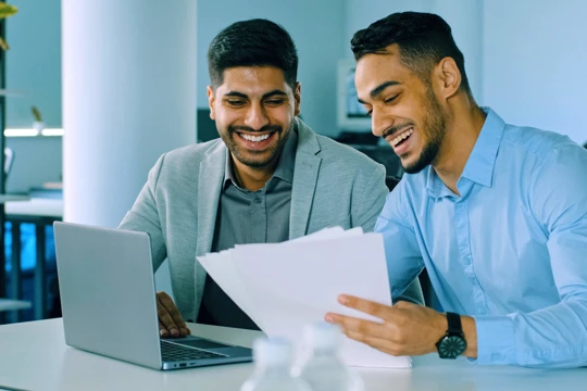 Zenus Bank Men Working Together