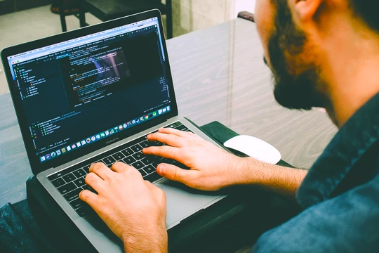 Zenus Bank Man Coding On Laptop